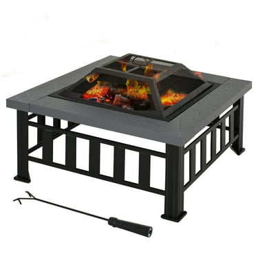 Outdoor Fire Pit MetalFire Bowl Fireplace Backyard Patio Garden Stove with Spark Screen and Safety Poker 32 inches 